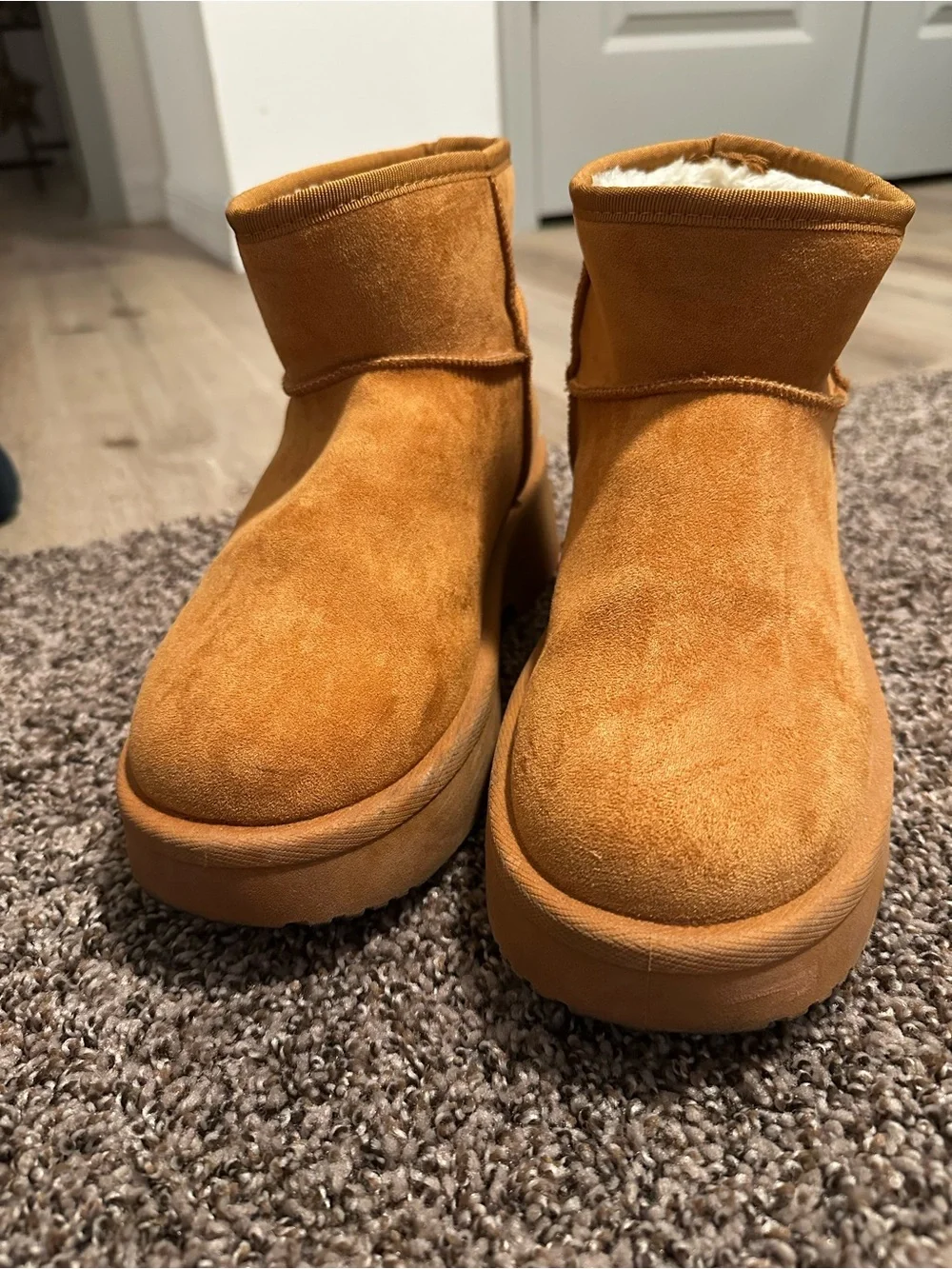 Kids Plush-Lined Suede-Style Winter Boot — Tan